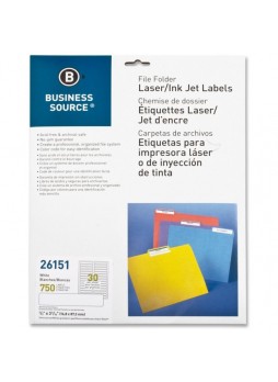 Labels, 0.67" Width x 3.43" Length - Rectangle - Laser, Inkjet - White - 750 / Pack - bsn26151